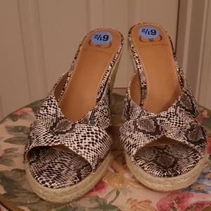 Faux Snakeskin wedge sandals
